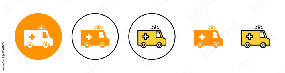 Ambulance icon set for web and mobile app. ambulance truck sign and symbol. ambulance car