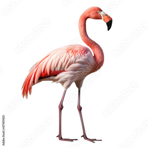 flamingo face shot, isolated on transparent background cutout © Pixel Town