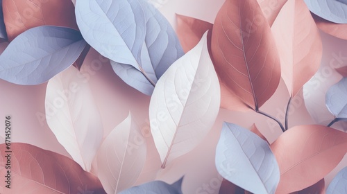 Leaves background in Aesthetic minimalism style. Soft pastel and neutral colors elements for social media. Elegant premium design with minimal style. Touch of sophistication to any project.