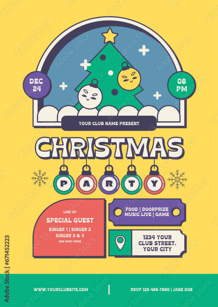 Retro Christmas Party Flyer Template