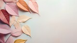 Leaves background in Aesthetic minimalism style. Soft pastel, neutral colors and beige elements for social media. Elegant premium design with minimal style. Touch of sophistication to any project.