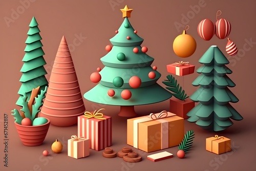 Abstract 3d shapes christmas background