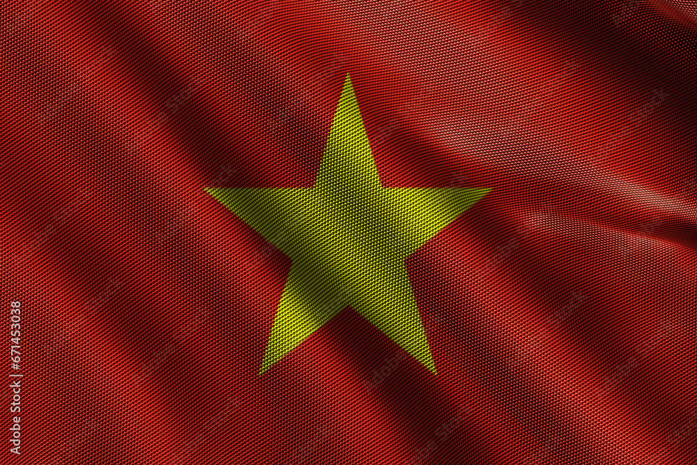 3d illustration flag of Vietnam. Close up waving flag of Vietnam. 3d illustration flag of Vietnam. Close up waving flag of Vietnam.