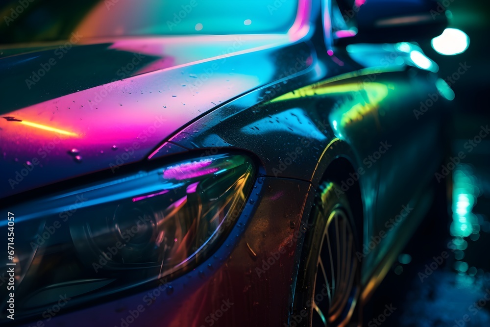Close up car part detailed colorful background