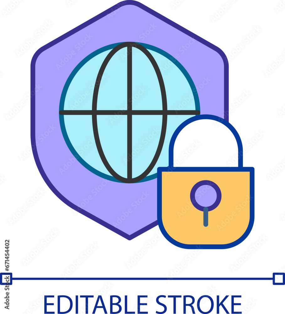 2D simple editable international cybersecurity icon representing cyber law, isolated vector, thin line illustration. 2D simple editable international cybersecurity icon representing cyber law, isolated vector, thin line illustration.