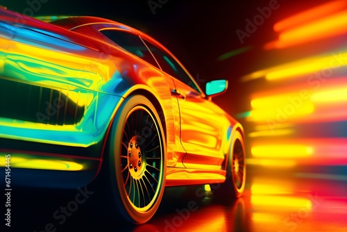 Close up car part detailed colorful background