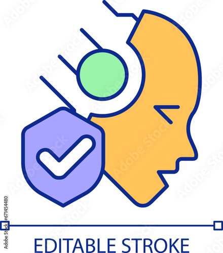 2D simple editable beneficence icon representing cyber law, isolated vector, thin line illustration.
