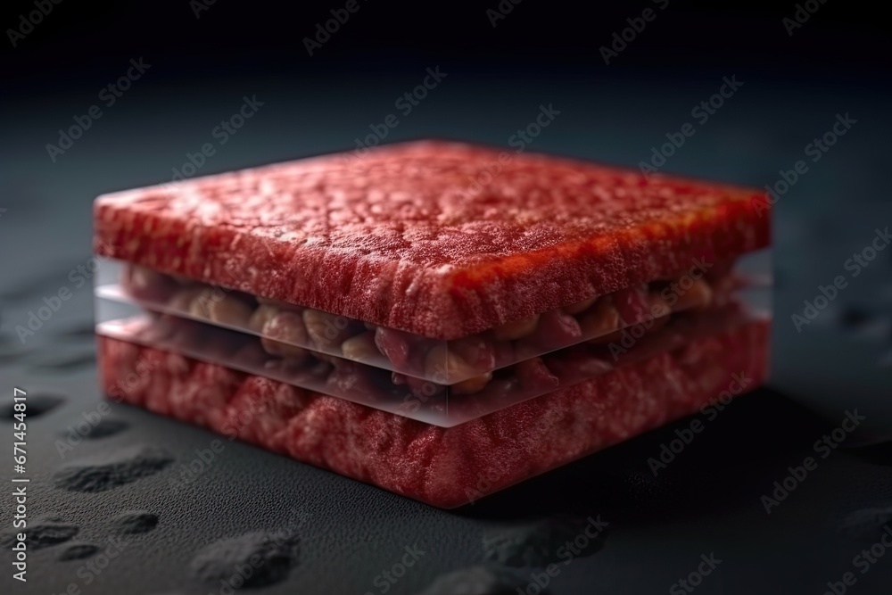 Raw tuna fish in a plastic box on a dark background Raw tuna fish in a plastic box on a dark background