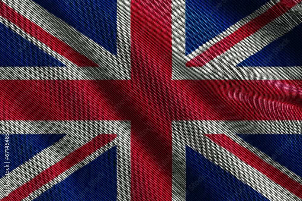 Fototapeta premium 3d illustration flag of United Kingdom. Close up waving flag of United Kingdom.