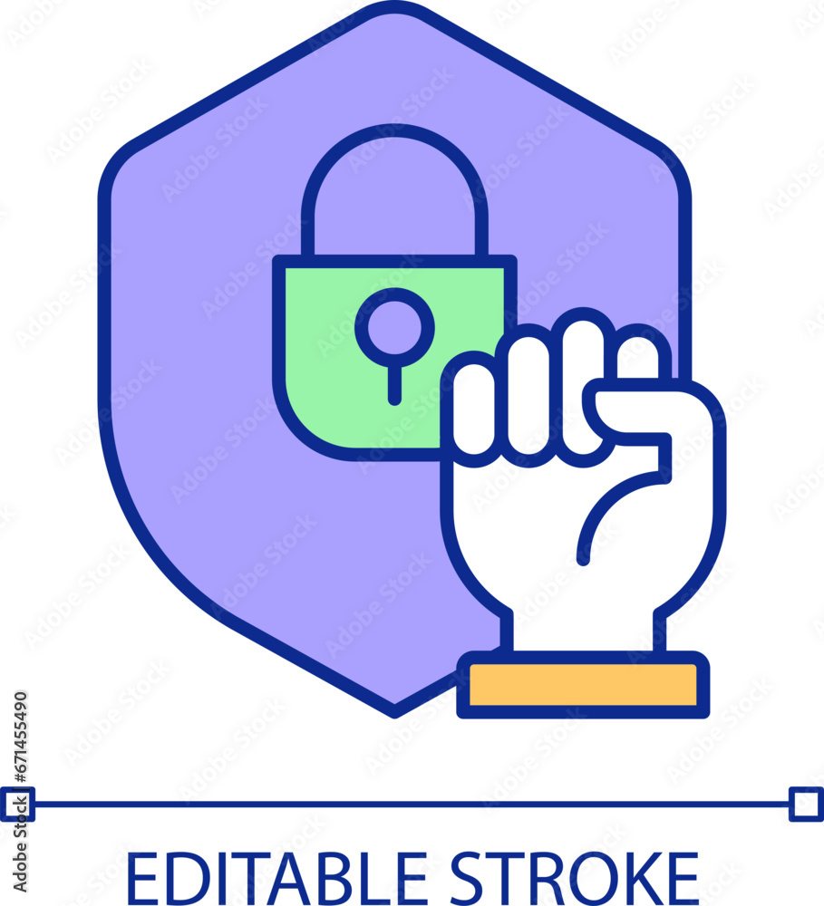 2D simple editable identity rights icon representing cyber law, isolated vector, thin line illustration. 2D simple editable identity rights icon representing cyber law, isolated vector, thin line illustration.