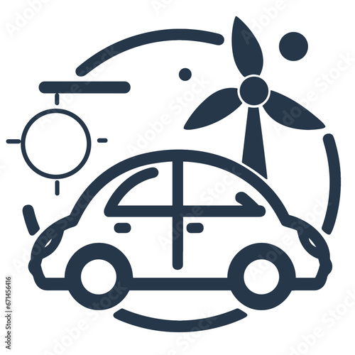Illustration eco car saves the world environmentally friendly
