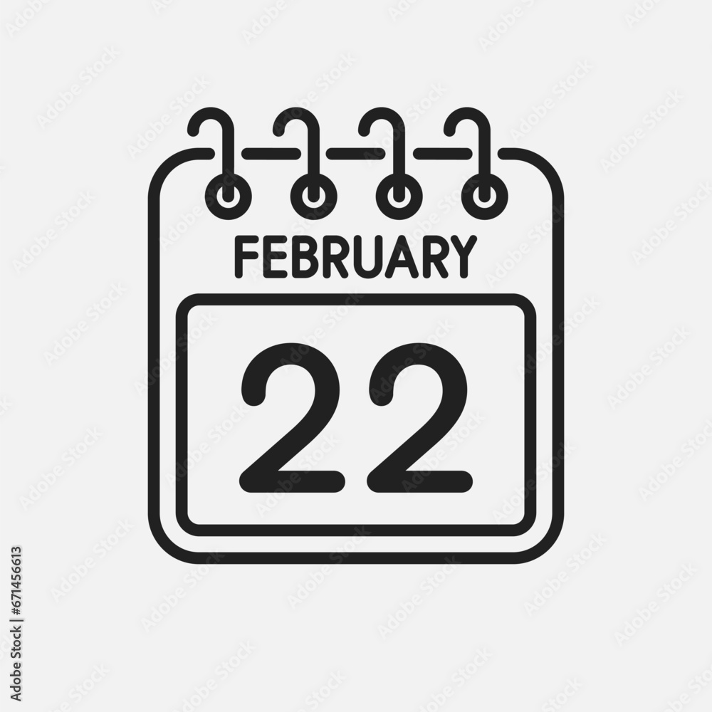 Icon page calendar day - 22 February Icon page calendar day - 22 February