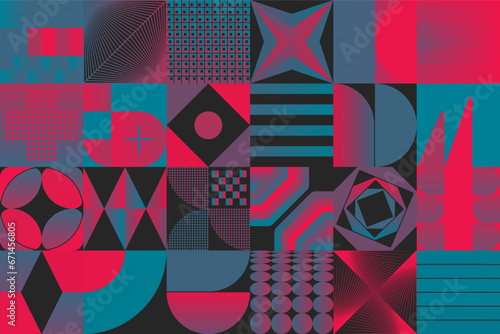 Bizarre Gradient Vector Seamless Pattern Graphics With Abstract Geometric Shapes And Geometry Forms
