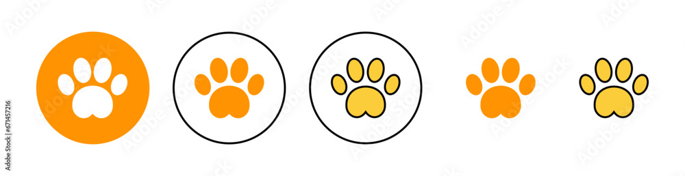 Paw icon set for web and mobile app. paw print sign and symbol. dog or cat paw Paw icon set for web and mobile app. paw print sign and symbol. dog or cat paw