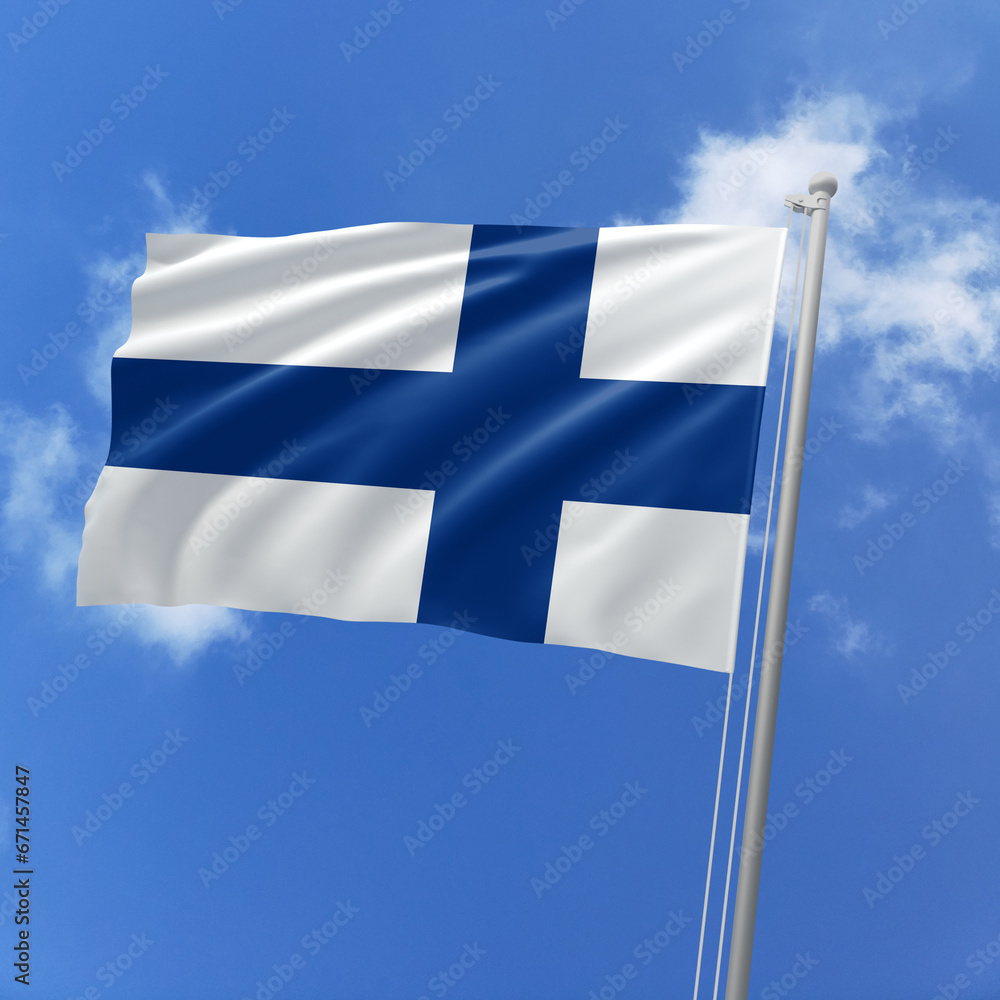 Finland flag fluttering in the wind on sky. Finland flag fluttering in the wind on sky.