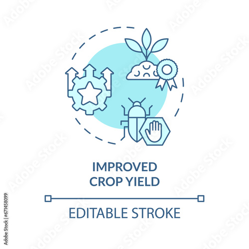 2D editable blue improved crop yield icon, monochromatic isolated vector, integrated pest management thin line illustration.
