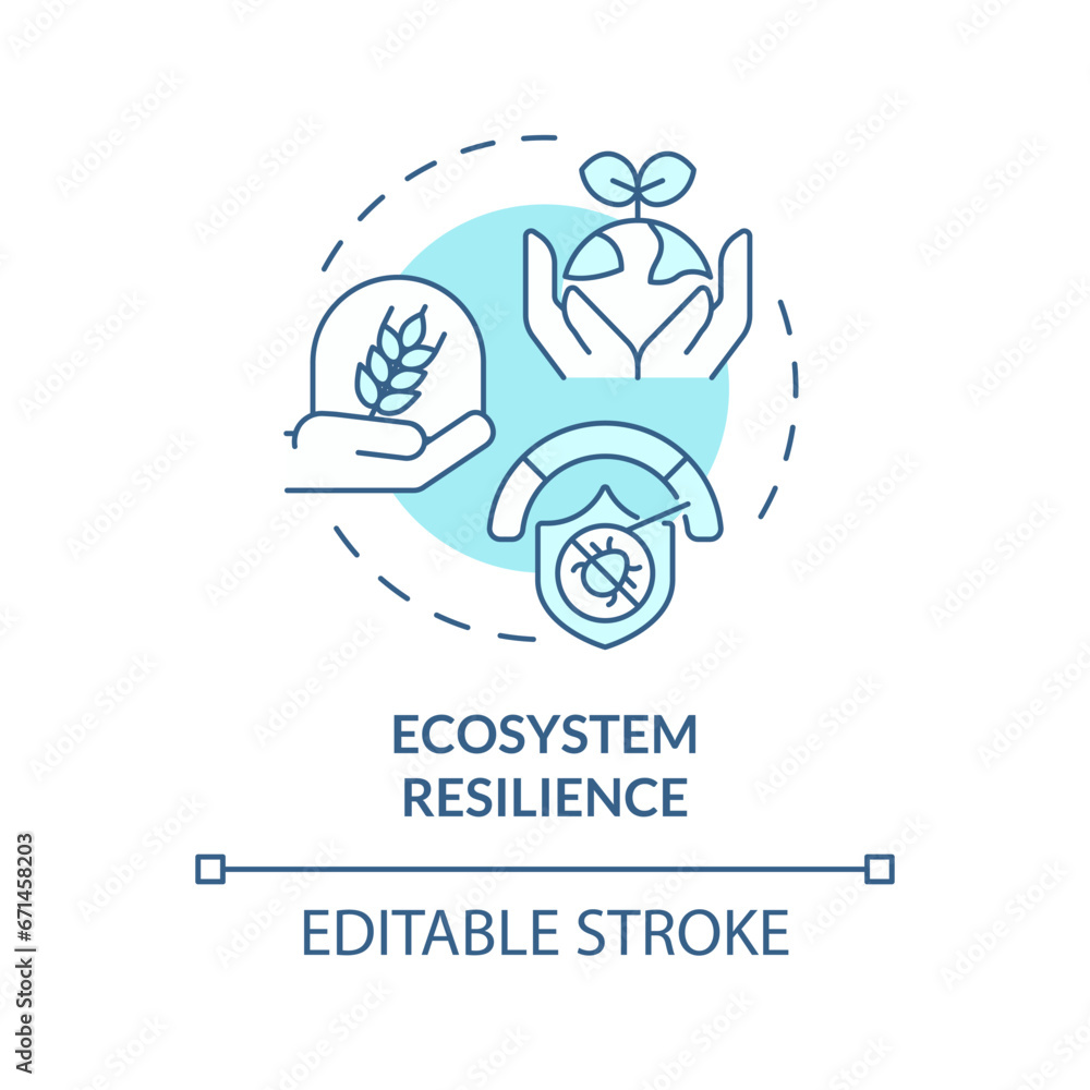 2D editable blue ecosystem resilience icon, monochromatic isolated vector, integrated pest management thin line illustration.
