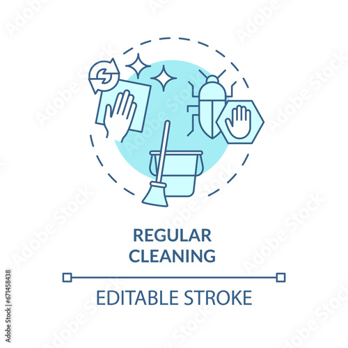 2D editable blue regular cleaning icon, monochromatic isolated vector, integrated pest management thin line illustration.