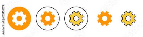 setting Icon set for web and mobile app. Cog settings sign and symbol. Gear Sign