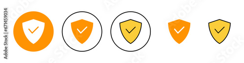 Shield check mark icon set for web and mobile app. Protection approve sign. Insurance icon