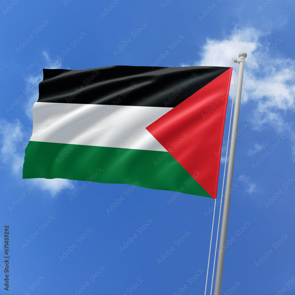 Palestine flag fluttering in the wind on sky. Palestine flag fluttering in the wind on sky.