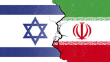 Iran–Israel proxy conflict with flags and cracked texture
