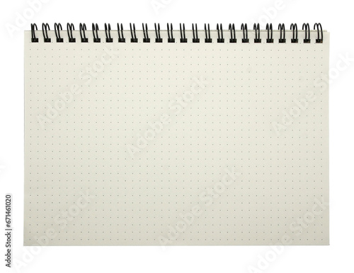 The notebook has a dot point with a looped spine on transparent background png file