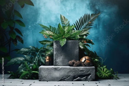 Small Stone and Plant Product Podium Bringing Peaceful Vibes to Your Presentation