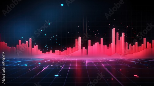 data visualization hi-tech futuristic infographic illustration in pink red color palette on black