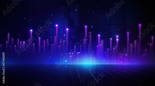 data visualization hi-tech futuristic infographic illustration in neon purple blue color palette