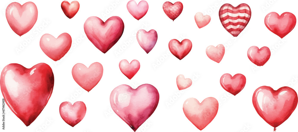 Set of watercolor hearts on a white background. Set of watercolor hearts on a white background.
