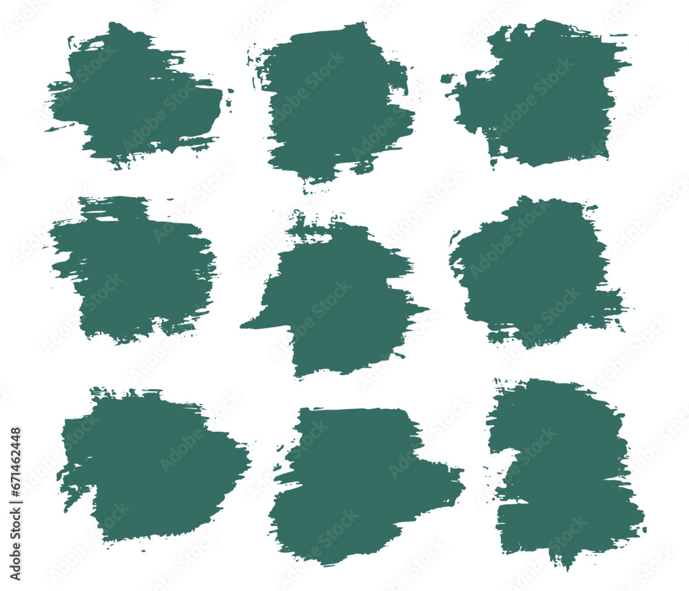 Fototapeta premium Collection of different green splash brush stroke