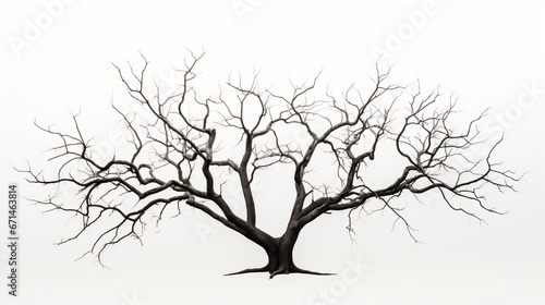 Isolated tree with no leaves or dead tree photo