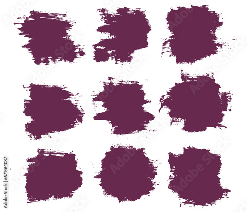 Collection of purple grunge brush stroke
