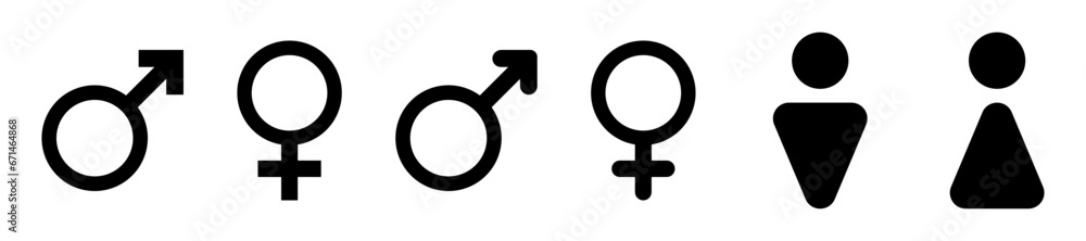 Gender icons. Silhouette, black, gender icons for design and toilet. Vector icons Gender icons. Silhouette, black, gender icons for design and toilet. Vector icons