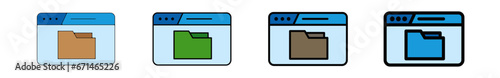 Icones pictogramme symbole Fenetre ordinateur interface dossier ranger organiser couleur bleu