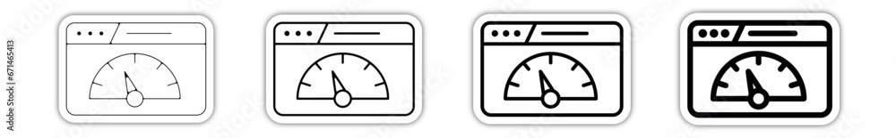 Icones pictogramme symbole Fenetre ordinateur interface site web compteur debit vitesse relief - obrazy, fototapety, plakaty 