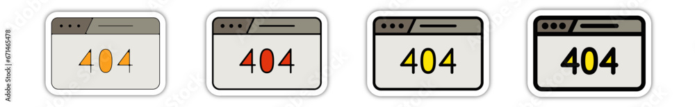 Icones pictogramme symbole Fenetre ordinateur interface site web erreur 404 couleur gris relief
