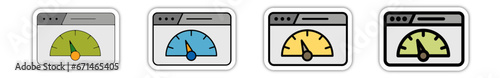 Icones pictogramme symbole Fenetre ordinateur interface site web compteur debit vitesse couleur gris relief