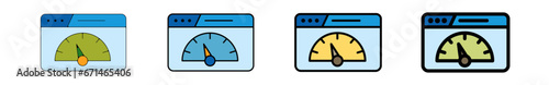 Icones pictogramme symbole Fenetre ordinateur interface site web compteur debit vitesse couleur bleu
