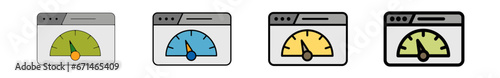 Icones pictogramme symbole Fenetre ordinateur interface site web compteur debit vitesse couleur gris