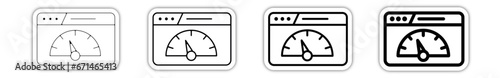 Icones pictogramme symbole Fenetre ordinateur interface site web compteur debit vitesse relief