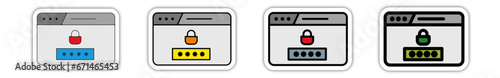 Icones pictogramme symbole Fenetre ordinateur interface site web connection mot de passe accueil couleur gris relief