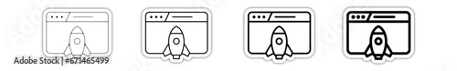 Icones pictogramme symbole Fenetre ordinateur interface site web fusee decollage relief
