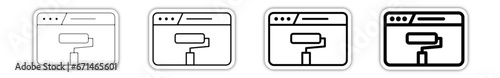 Icones pictogramme symbole Fenetre ordinateur interface site web maintenance peinture relief