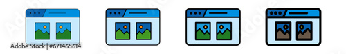 Icones pictogramme symbole Fenetre ordinateur interface site web mise en page photos couleur bleu