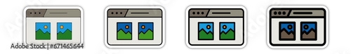 Icones pictogramme symbole Fenetre ordinateur interface site web mise en page photos couleur gris relief