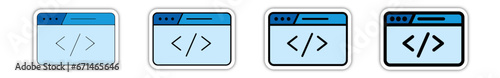 Icones pictogramme symbole Fenetre ordinateur interface site web navigation bleu relief