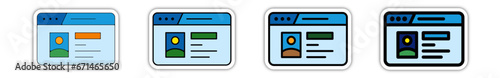 Icones pictogramme symbole Fenetre ordinateur interface site web profil identite cv couleur bleu relief