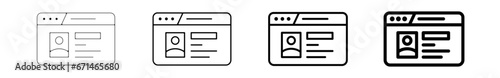 Icones pictogramme symbole Fenetre ordinateur interface site web profil identite cv
